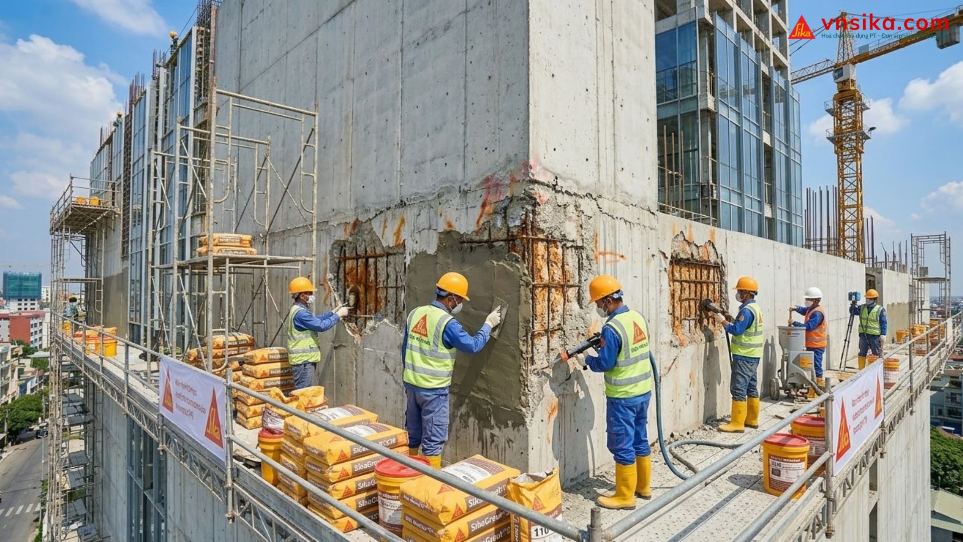 Sika MonoTop R | Vữa Sửa Chữa Polymer Gia Cường Sợi Cao Cấp 4 Sika MonoTop R Vữa Sửa Chữa Polymer Gia Cường Sợi Cao Cấp