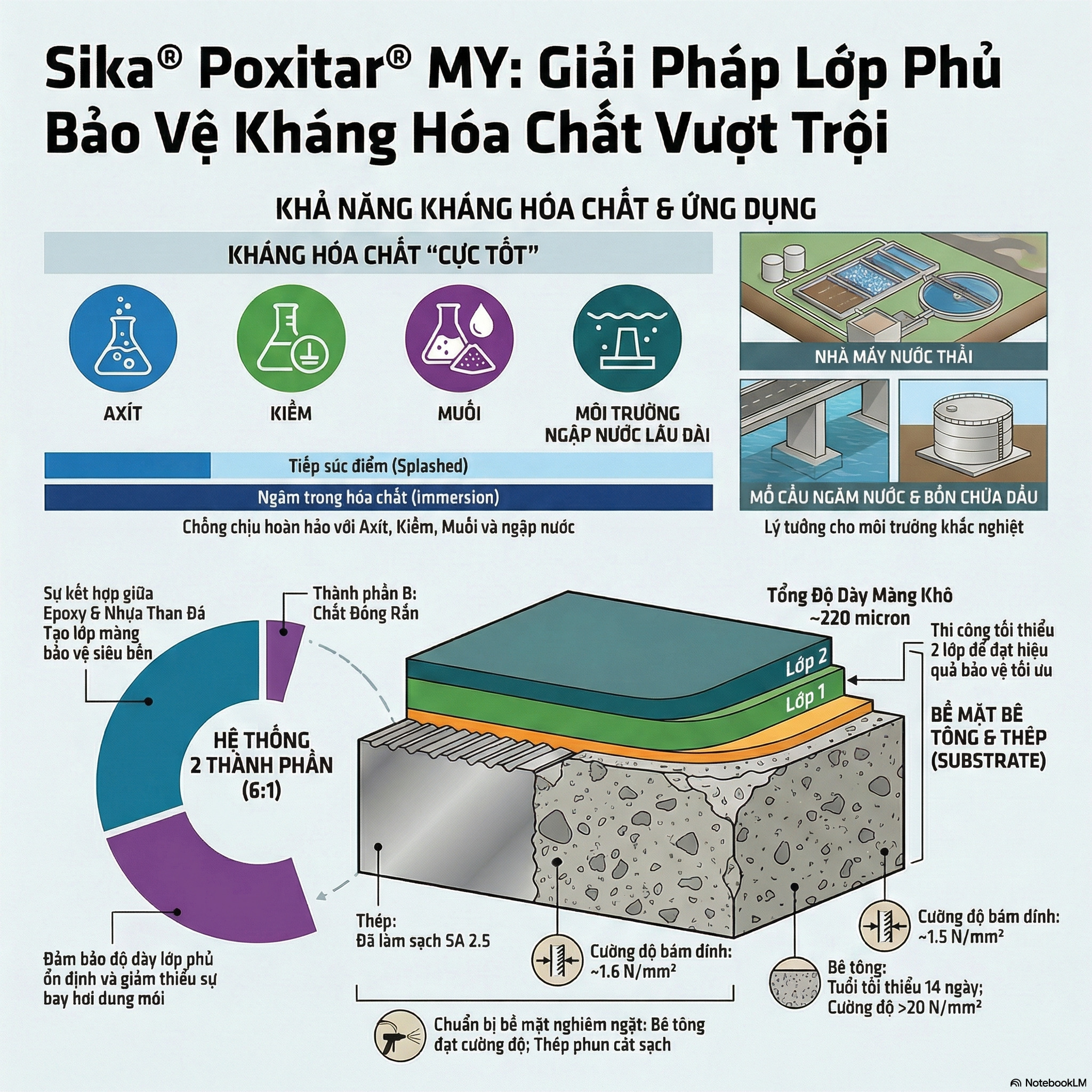 Sika Poxitar MY | Lớp Phủ Epoxy Nhựa Than Đá Bảo Vệ Bê Tông Và Thép