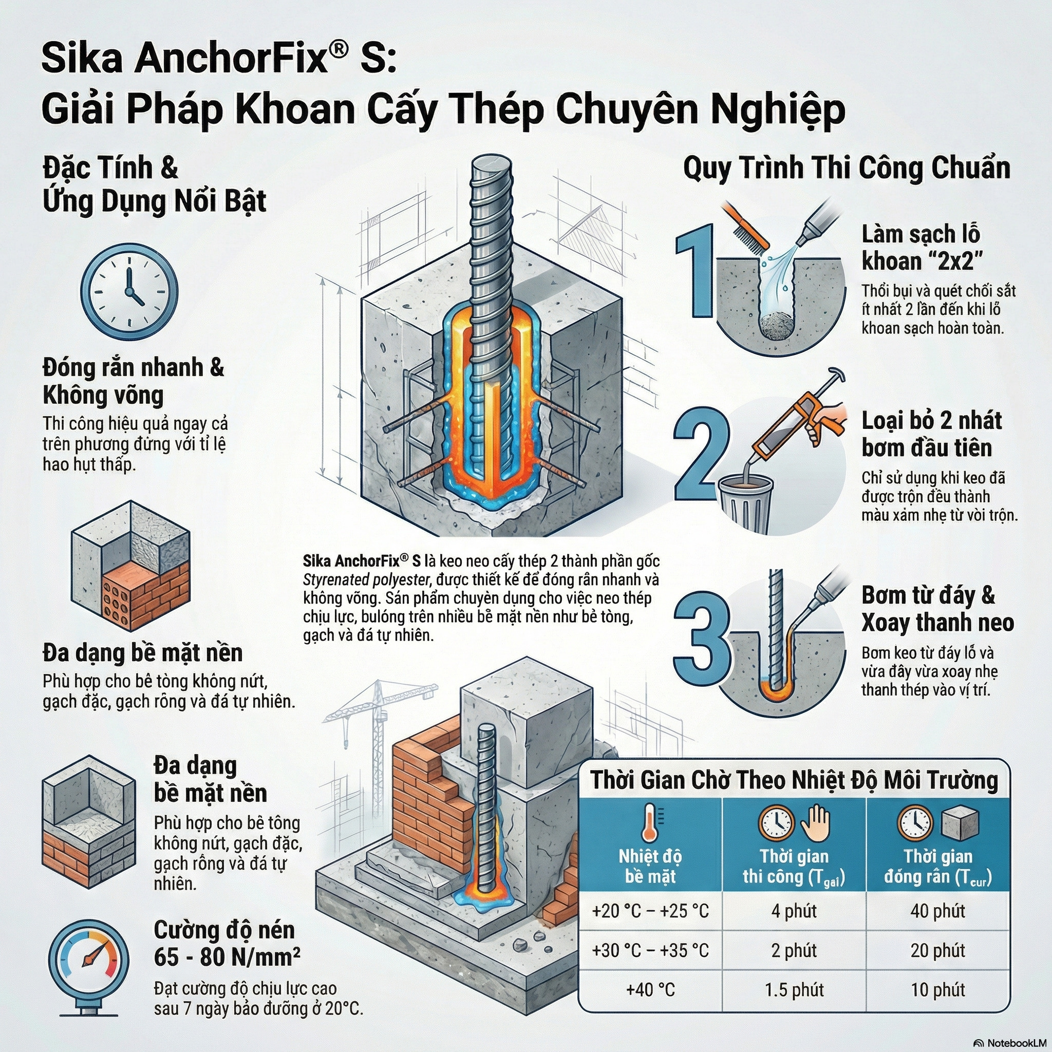 Sika AnchorFix S | Keo Khoan Cấy Thép Thông Dụng Chính Hãng 10 Sika AnchorFix S | Keo Khoan Cấy Thép Thông Dụng Chính Hãng