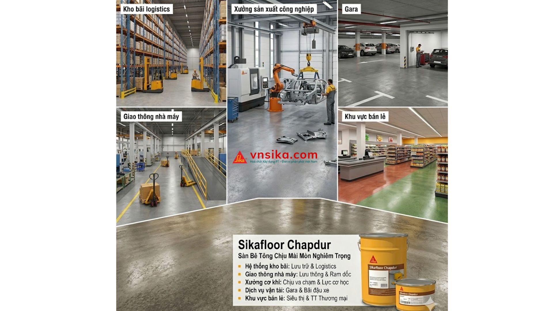 Sikafloor Chapdur  Chất Làm Cứng Sàn Rắc Khô Kháng Mài Mòn