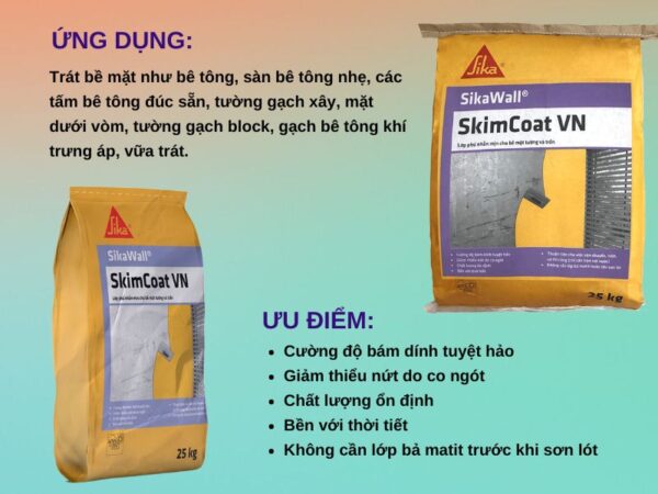 SikaWall® SkimCoat VN Lớp phủ nhẵn mịn cho bề mặt tường và trần