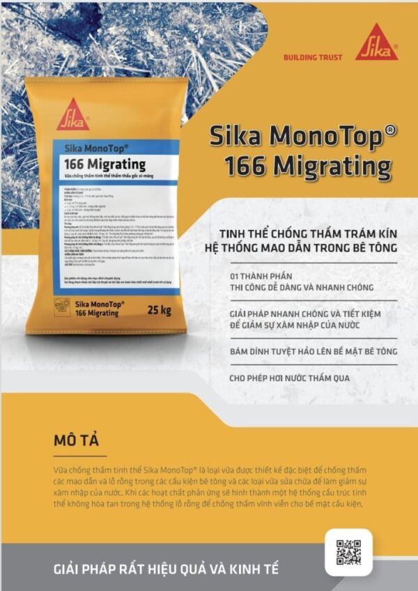 Sika MonoTop 166 Migrating-25Kg Chống Thấm Thẩm Thấu