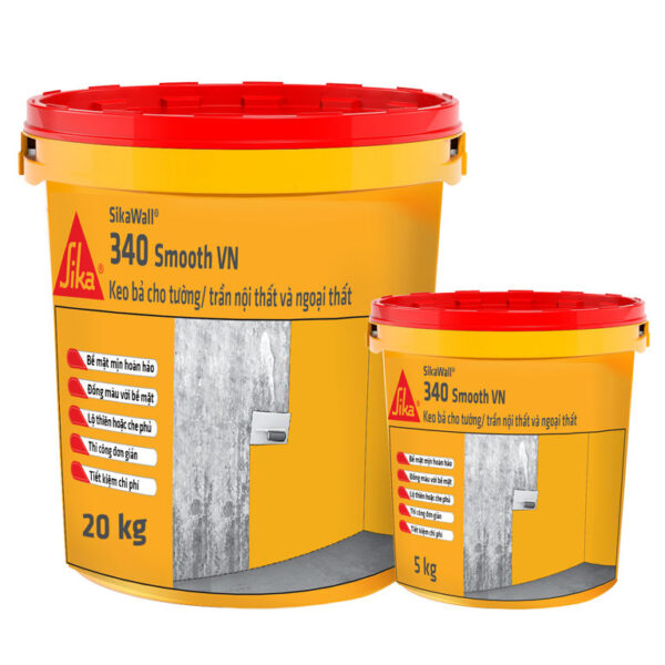SikaWall®-340 Smooth VN Lớp phủ tường và trần nhà bên trong và bên ngoài đã sẵn sàng để trộn