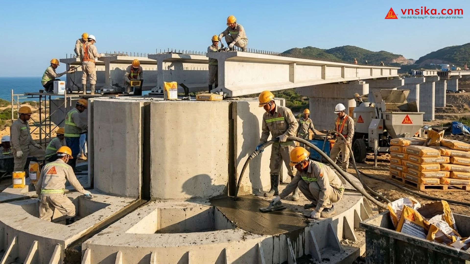 SikaGrout 318  Vữa Rót Bù Co Ngót Cường Độ Cao Sớm