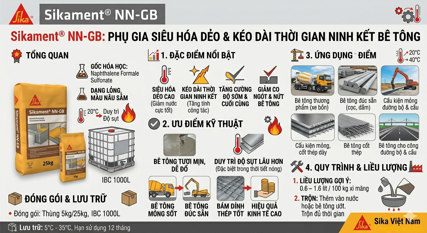 Sikament NN GB - Phụ Gia Siêu Hóa Dẻo Và Giảm Nước Cao Cấp