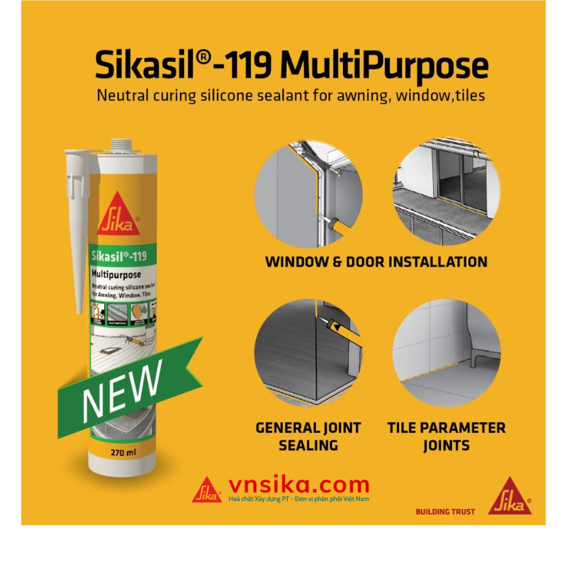 Sikasil 119 MP | Keo Silicone Trung Tính Trám Khe Đa Năng Cao Cấp