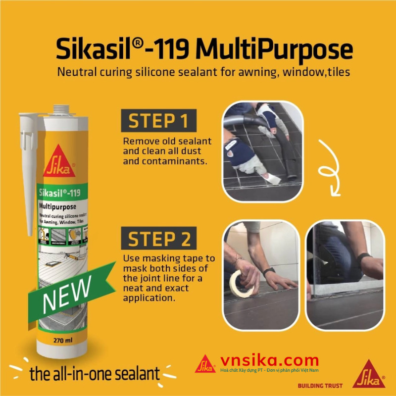 Sikasil 119 MP | Keo Silicone Trung Tính Trám Khe Đa Năng Cao Cấp