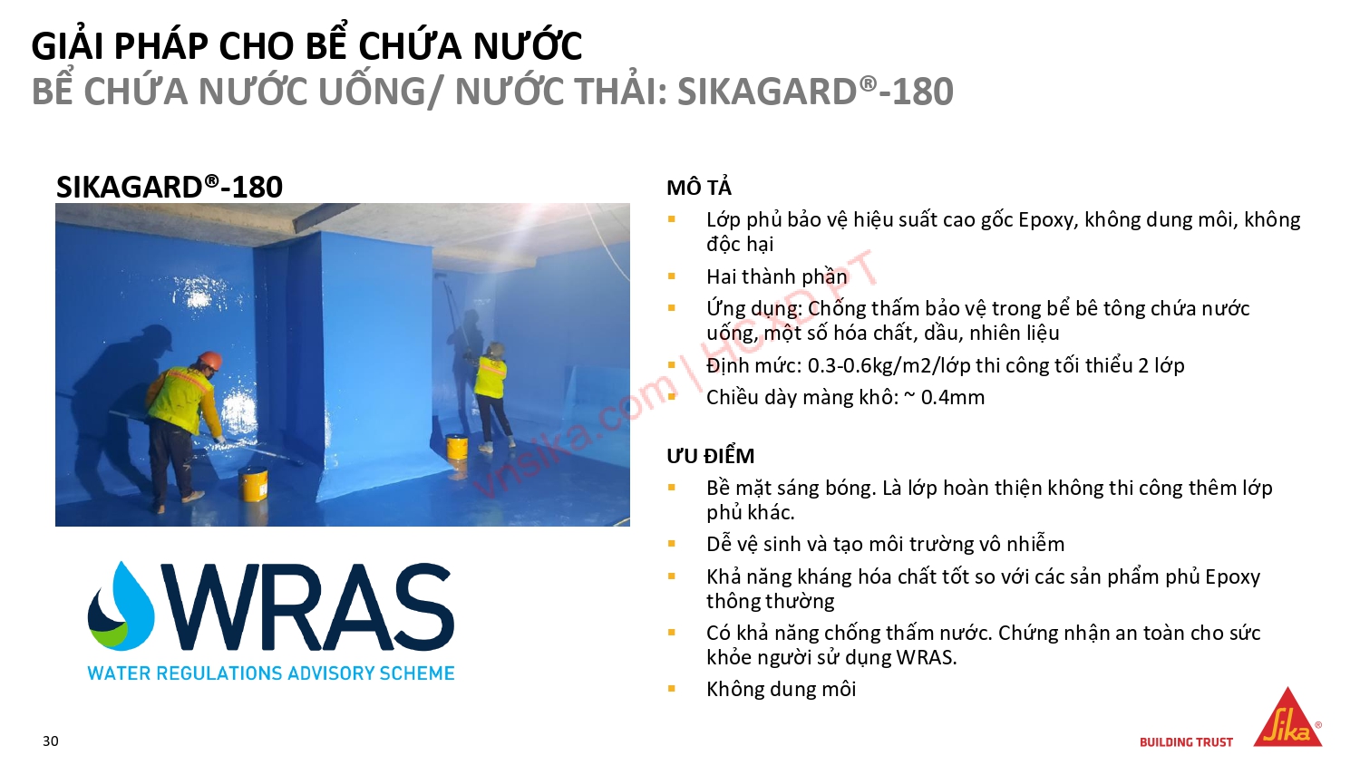 Sikagard 180 bể chứa nước uống nước thải