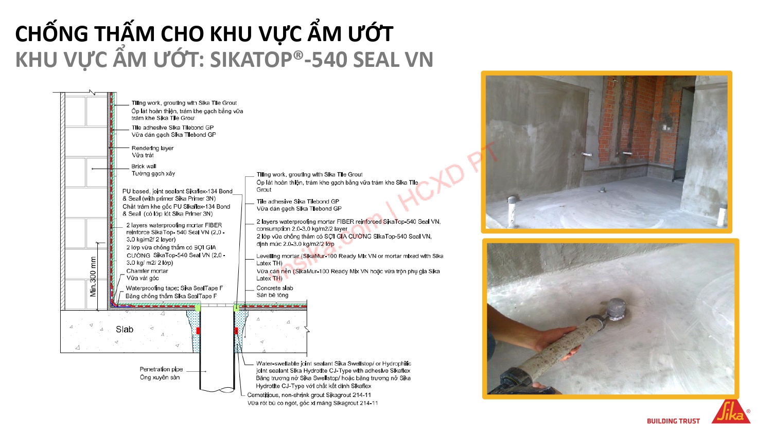 SIKA – GIẢI PHÁP TOÀN DIỆN TRONG XÂY DỰNG NHÀ CAO TẦNG 26 33 CHONG THAM CHO KHU VUC AM UOT KHU VUC AM UOT SIKATOP 540 SEAL VN