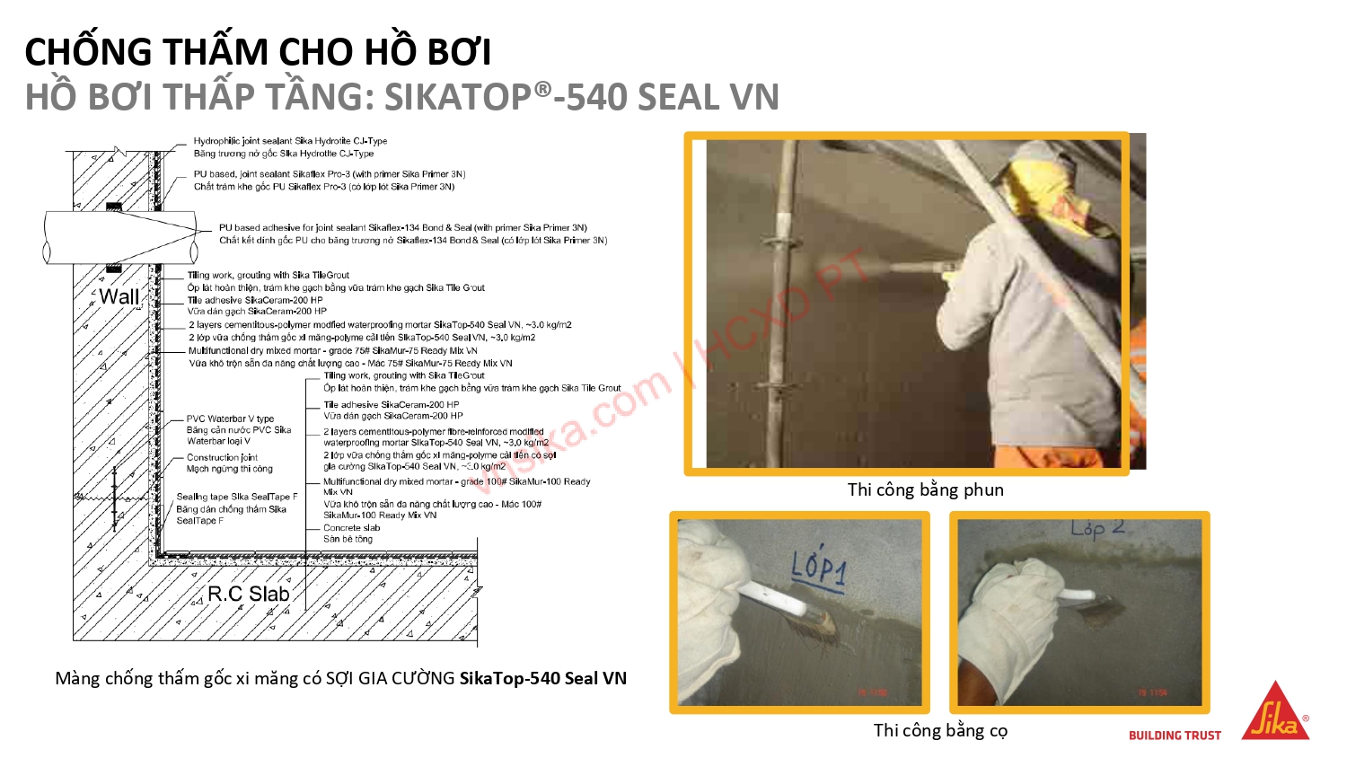 SIKA – GIẢI PHÁP TOÀN DIỆN TRONG XÂY DỰNG NHÀ CAO TẦNG 28 36 CHONG THAM CHO HO BOI HO BOI THAP TANG SIKATOP 540 SEAL VN