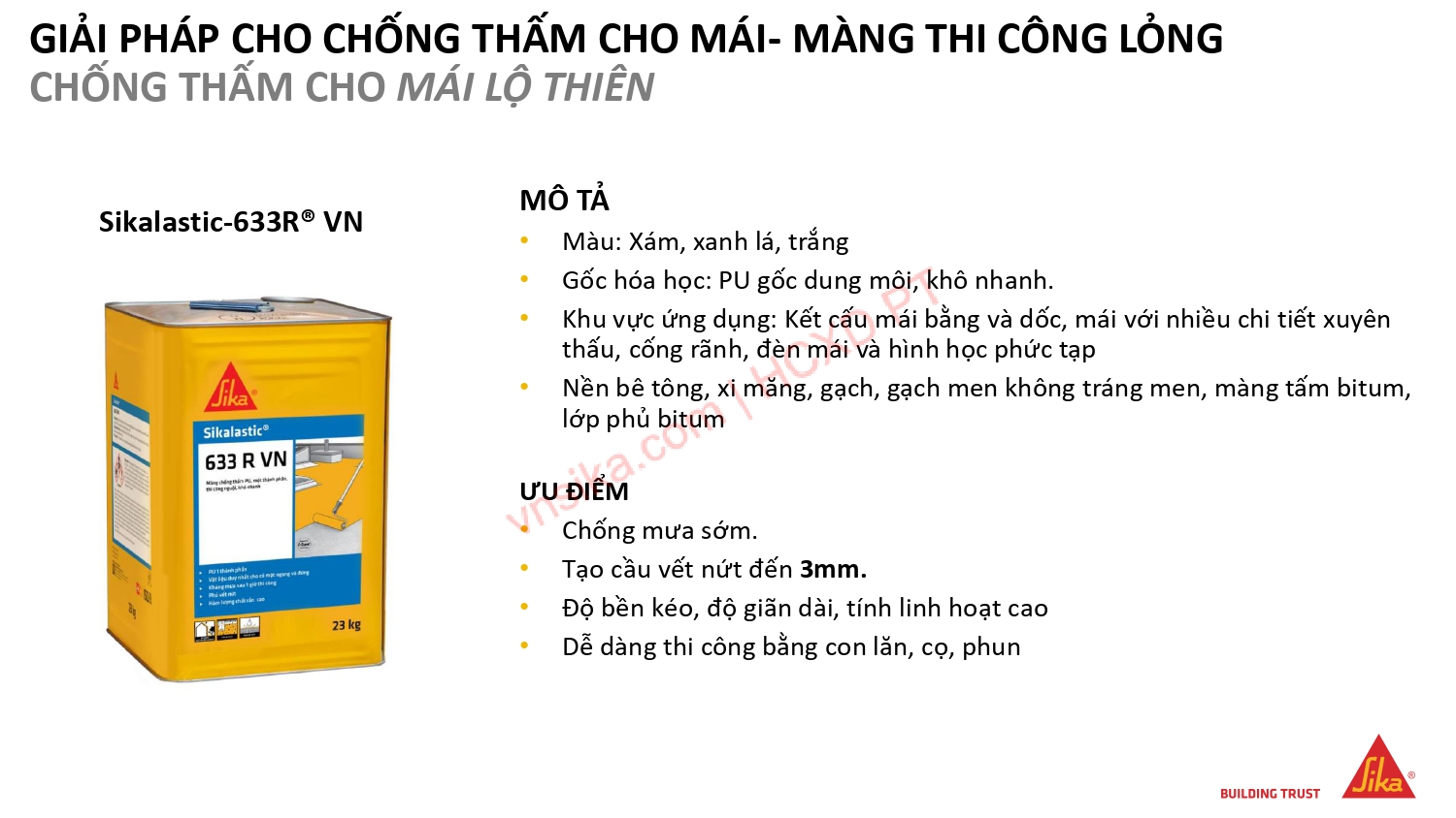SIKA – GIẢI PHÁP TOÀN DIỆN TRONG XÂY DỰNG NHÀ CAO TẦNG 33 44 GIAI PHAP CHO CHONG THAM CHO MAI MANG THI CONG LONG
