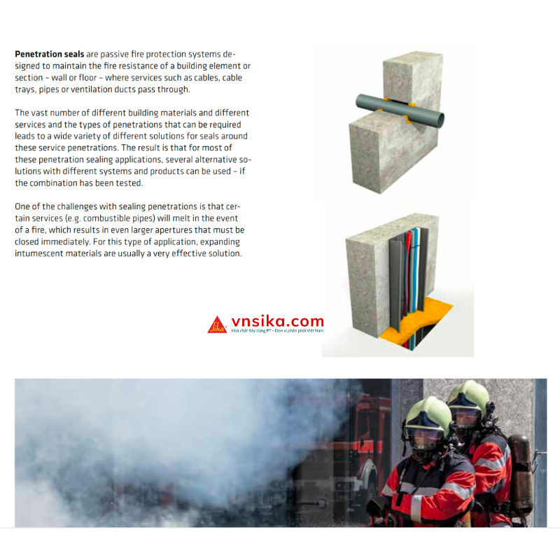 Vị trí xung yếu chống cháy – Ống và cáp xuyên tường
