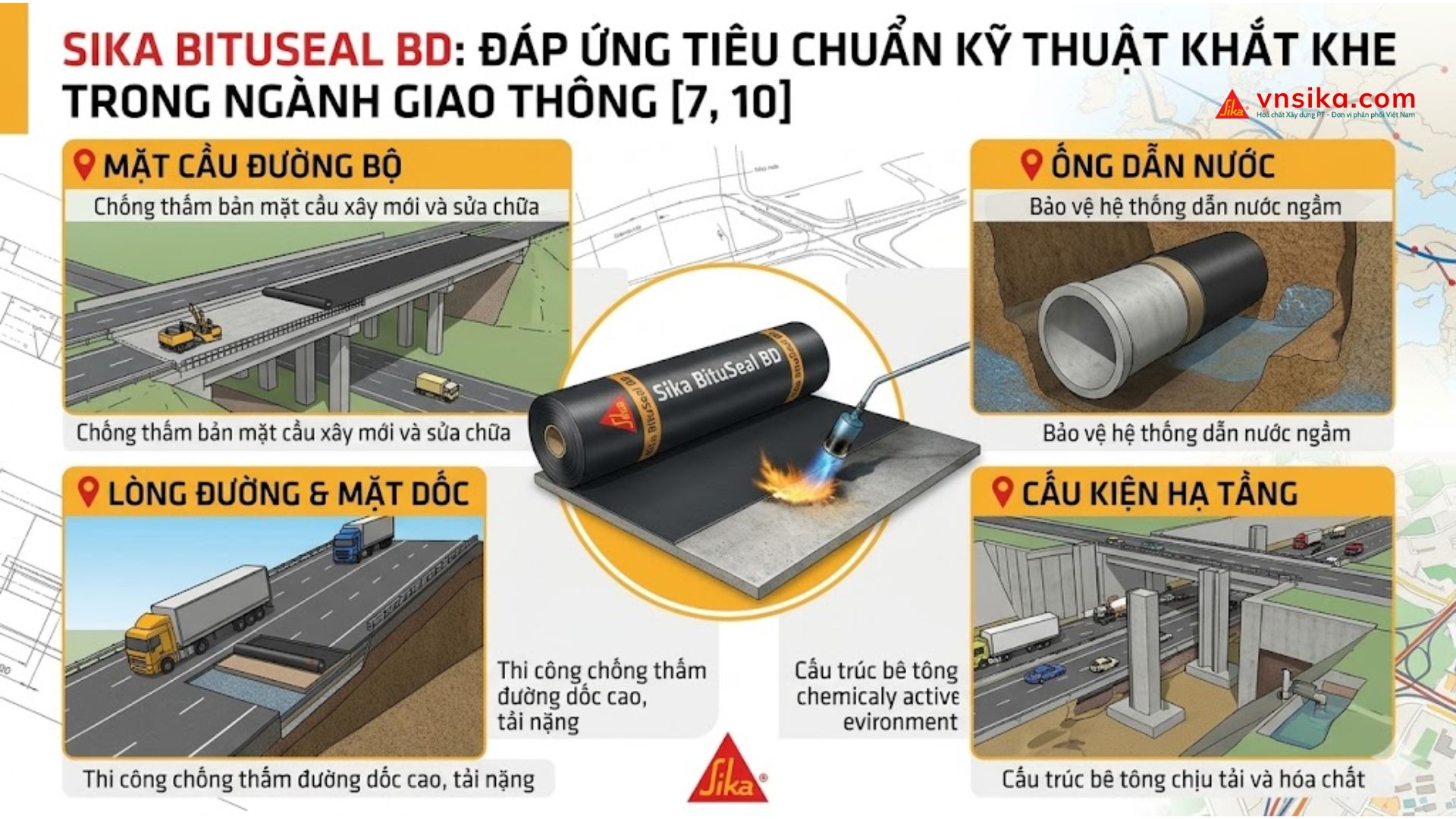 Sika BituSeal BD | Màng Chống Thấm Mặt Cầu Gốc Bitum Chuyên Dụng 2 Sika BituSeal BD Màng Chống Thấm Mặt Cầu Gốc Bitum Chuyên Dụng