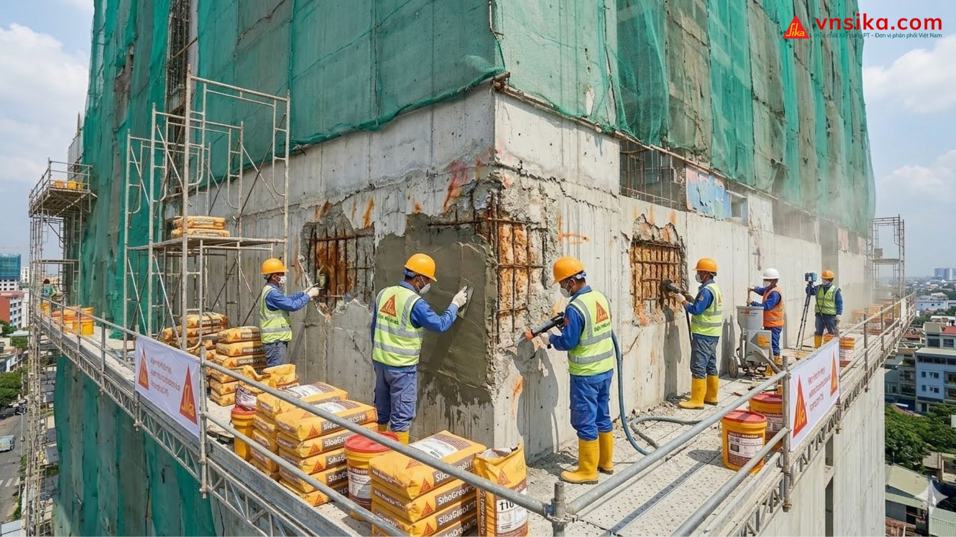 Sika MonoTop 618 VN  Vữa Sửa Chữa Bê Tông Polymer Công Nghệ Cao