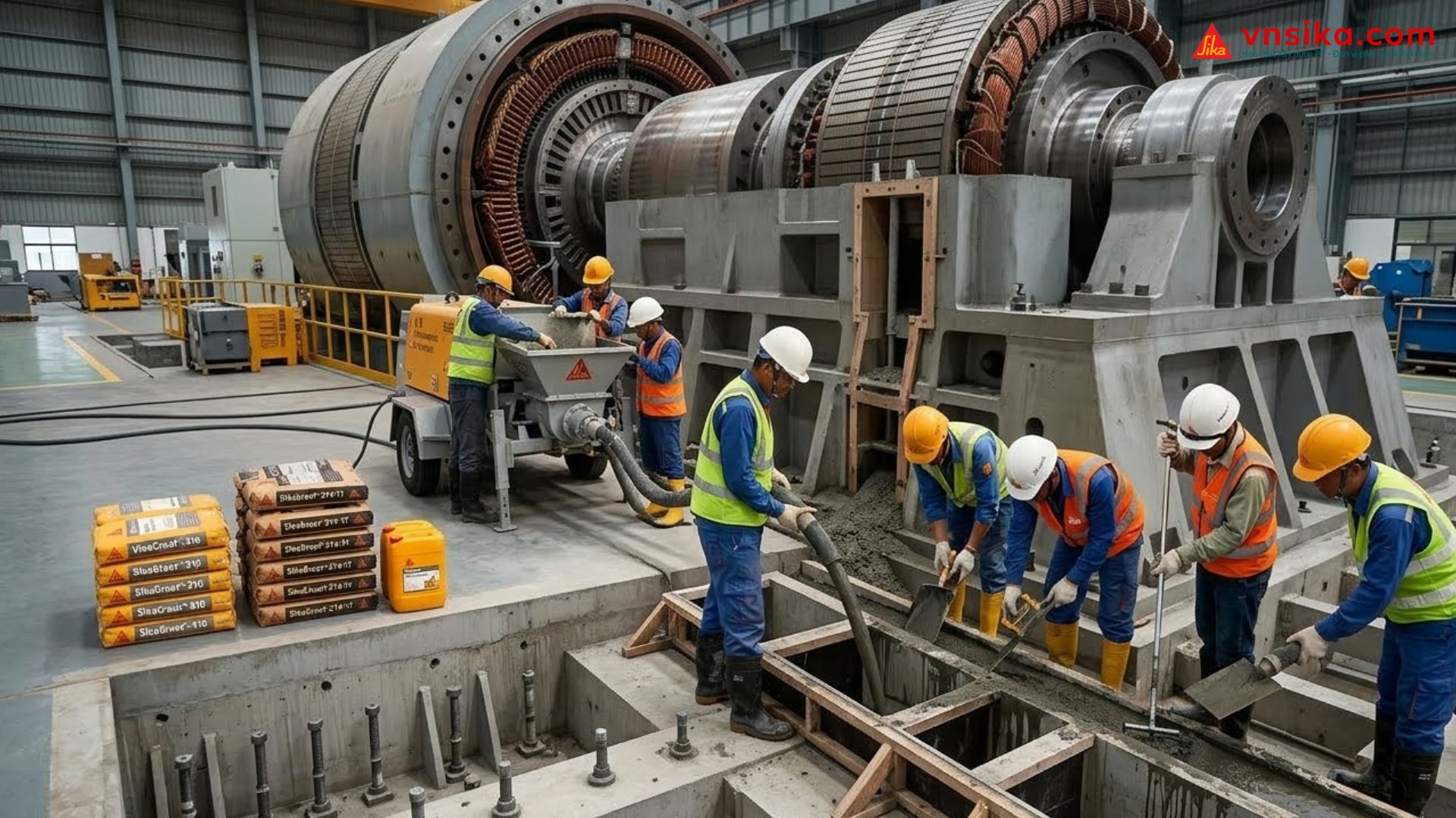 Sika SikaGrout 214 VN HP Vữa Rót Bù Co Ngót Cường Độ Cao