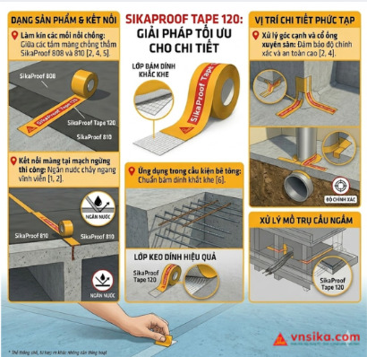 SikaProof Tape 120 | Băng Chống Thấm Tự Dính Cho Mối Nối Màng 2 SikaProof Tape 120 Băng Chống Thấm Tự Dính Cho Mối Nối Màng
