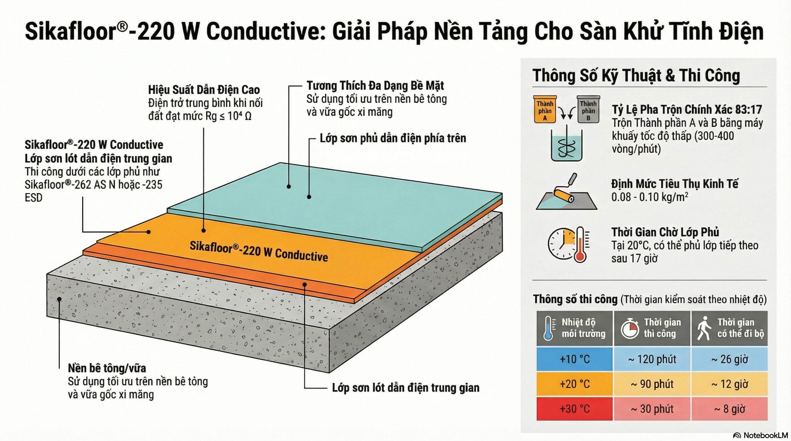 Sikafloor 220 W Conductive | Sơn Lót Epoxy Dẫn Điện Chuyên Dụng