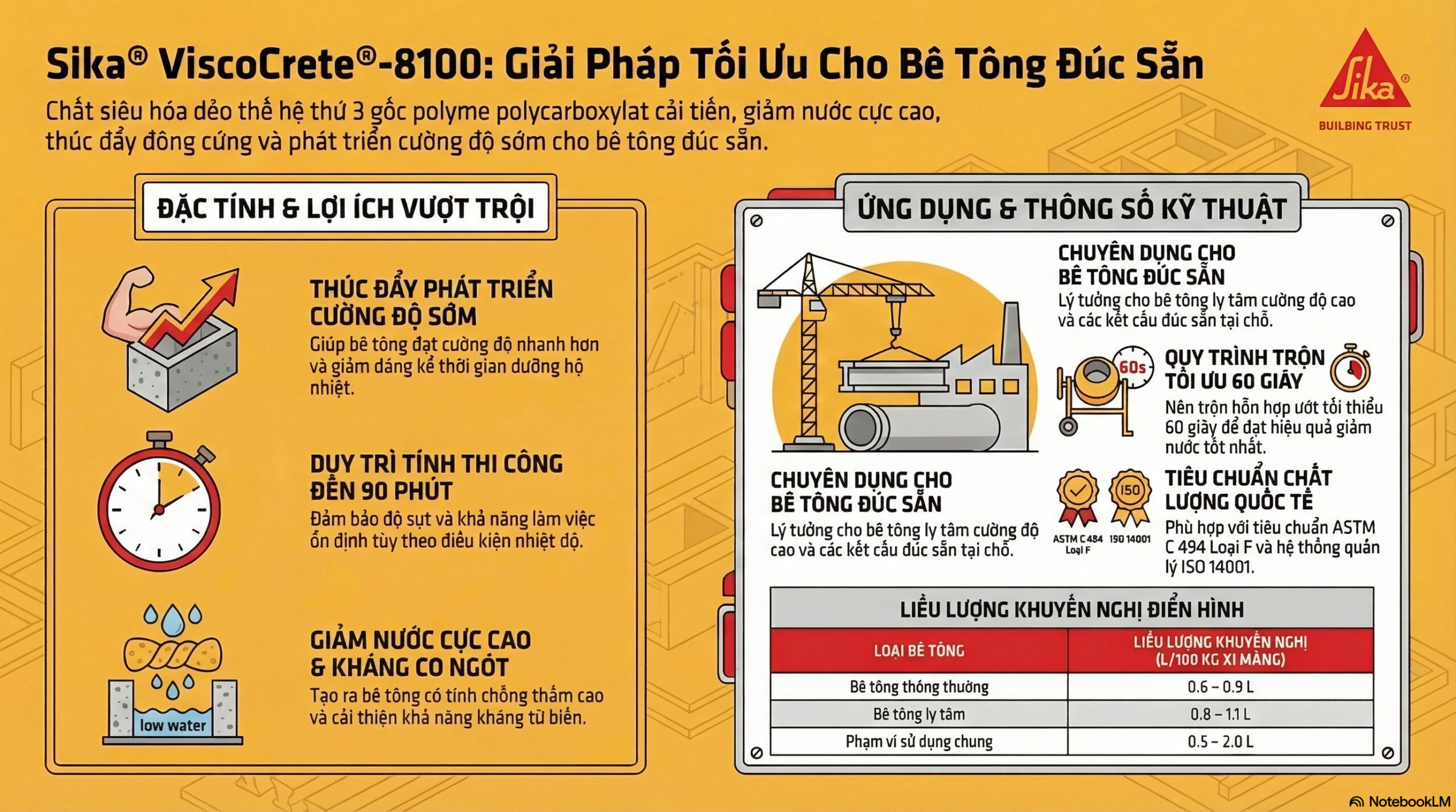 Sika ViscoCrete-8100 | Phụ Gia Siêu Hóa Dẻo & Đóng Rắn Nhanh Cao Cấp