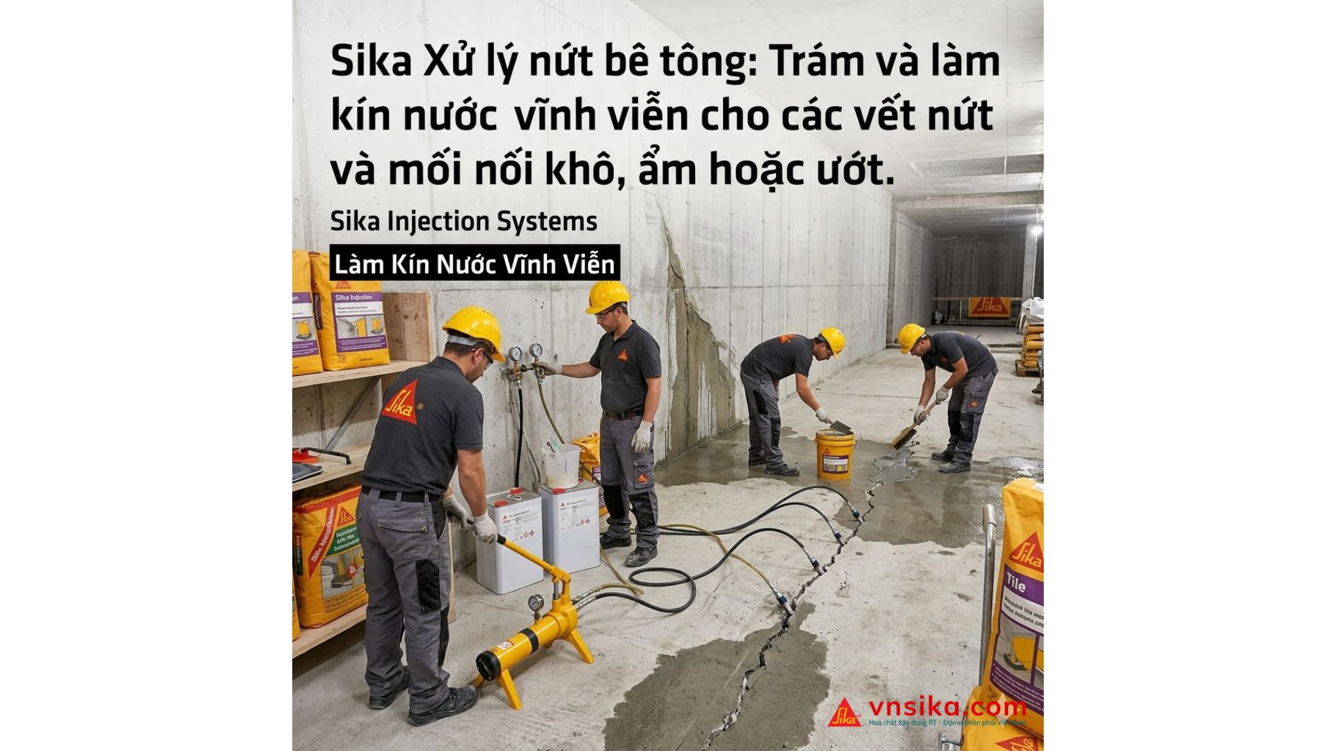 Sika Injection 201 CE  Nhựa PUR Bơm Xử Lý Nứt Bê Tông Vĩnh Viễn