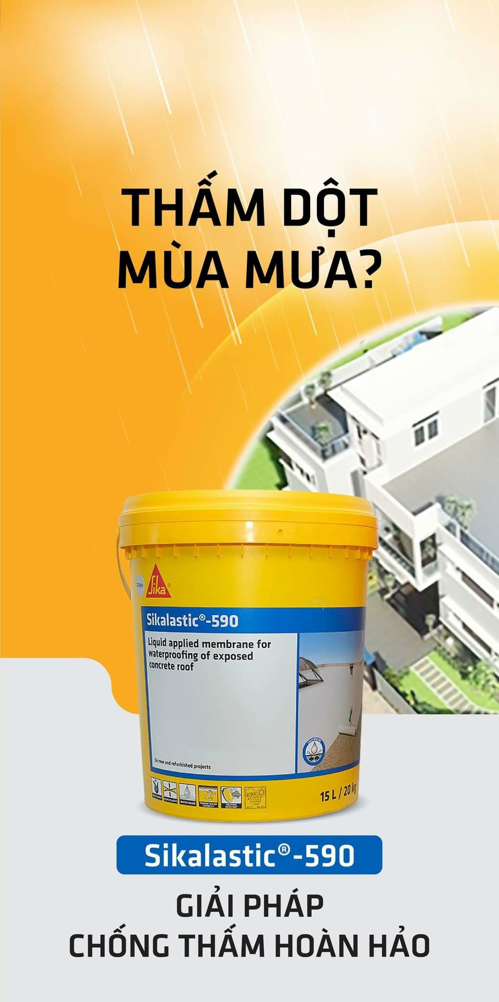 Sikalastic 590 | Chống Thấm Sàn Mái PU-Acrylic Lỏng 5 Chống thấm sàn mái mùa mưa bằng Sikalastic 590 vnsika.com