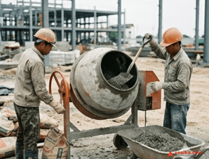 Thi công bơm SikaGrind-768 vào dây chuyền nghiền xi măng